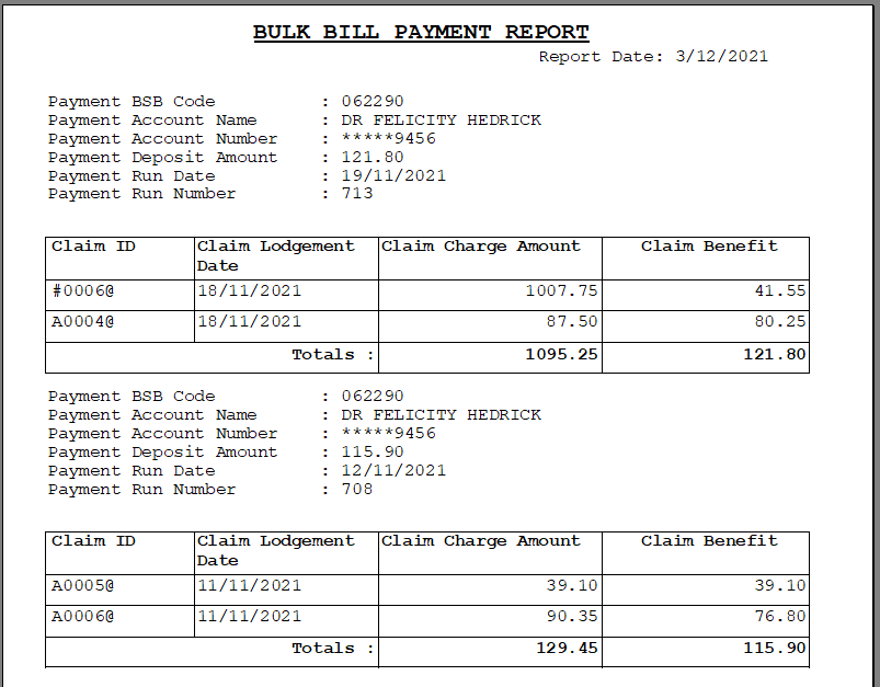 Bulk Bill Payment Report
